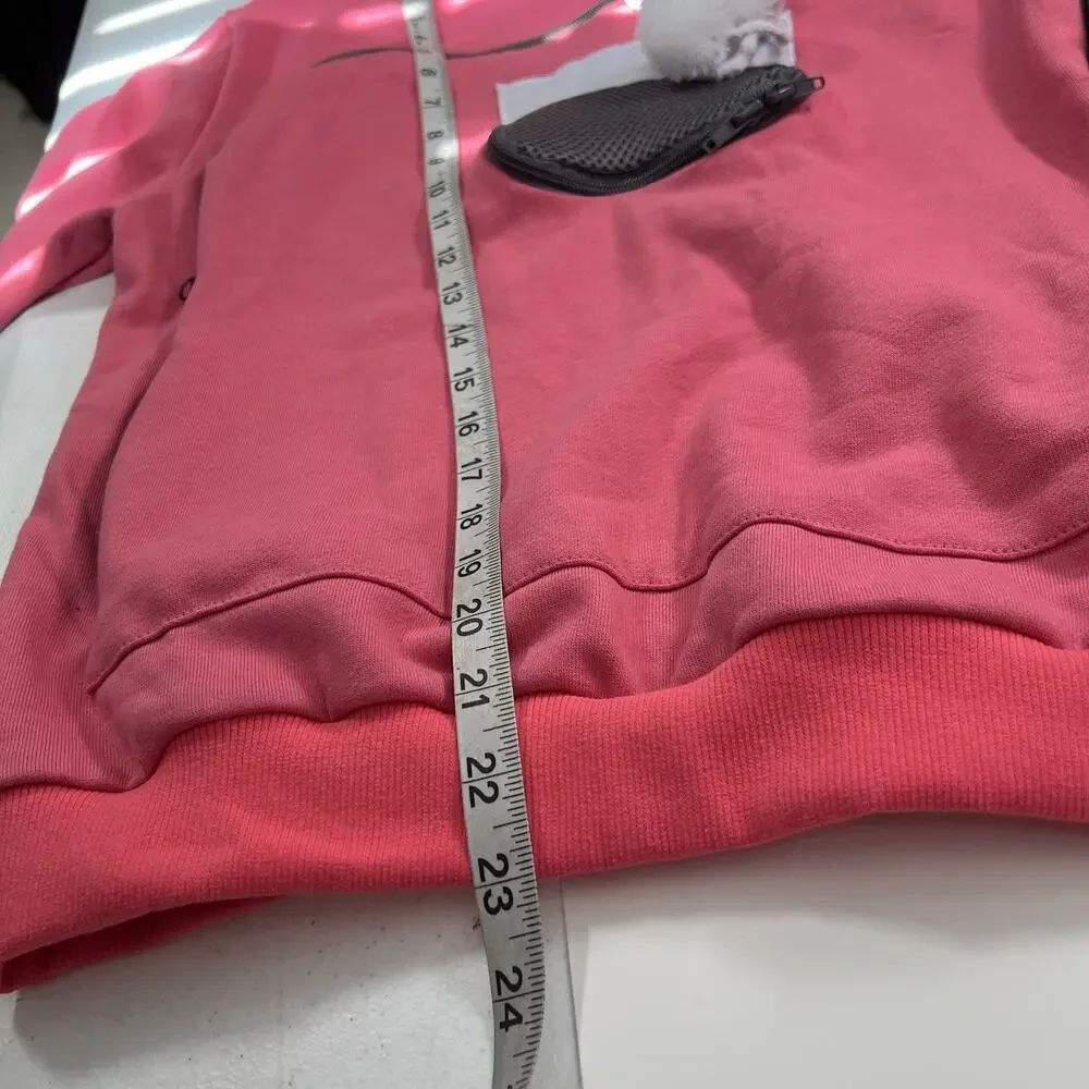 ALYC Pet Carrier Hoodie Cat Pouch Holder Sweatshirt Small Pink Pocket Pullover